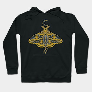 Witchy Cute Celestial Moth - Gold and Blue Hoodie